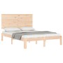 Bed frame with solid wood headboard 140x200 cm by , Beds and slatted bases - Ref: Foro24-3193661, Price: 138,23 €, Discount: %