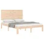Bed frame with solid wood headboard 140x200 cm by , Beds and slatted bases - Ref: Foro24-3193661, Price: 136,50 €, Discount: %