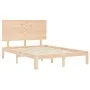 Bed frame with solid wood headboard 140x200 cm by , Beds and slatted bases - Ref: Foro24-3193661, Price: 136,50 €, Discount: %