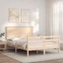 Bed frame with solid wood headboard 140x200 cm by , Beds and slatted bases - Ref: Foro24-3195221, Price: 133,03 €, Discount: %