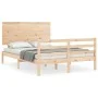 Bed frame with solid wood headboard 140x200 cm by , Beds and slatted bases - Ref: Foro24-3195221, Price: 133,03 €, Discount: %