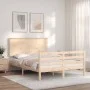 Estructura de cama con cabecero madera maciza 140x200 cm de , Camas y somieres - Ref: Foro24-3195221, Precio: 134,72 €, Descu...