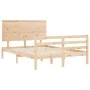 Bed frame with solid wood headboard 140x200 cm by , Beds and slatted bases - Ref: Foro24-3195221, Price: 133,03 €, Discount: %