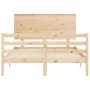 Bed frame with solid wood headboard 140x200 cm by , Beds and slatted bases - Ref: Foro24-3195221, Price: 133,03 €, Discount: %