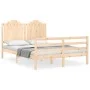 Bed frame with solid wood headboard 140x190 cm by , Beds and slatted bases - Ref: Foro24-3194161, Price: 142,80 €, Discount: %