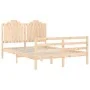 Bed frame with solid wood headboard 140x190 cm by , Beds and slatted bases - Ref: Foro24-3194161, Price: 142,80 €, Discount: %