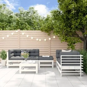 Gartenmöbel-Set 6-teilig aus massivem weißem Kiefernholz von , Gartensets - Ref: Foro24-3186201, Preis: 386,89 €, Rabatt: %