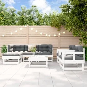 Gartenmöbel-Set 7-teilig aus massivem weißem Kiefernholz von , Gartensets - Ref: Foro24-3186208, Preis: 411,24 €, Rabatt: %
