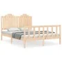Double bed frame with solid wood headboard by , Beds and slatted bases - Ref: Foro24-3192271, Price: 166,13 €, Discount: %