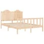 Double bed frame with solid wood headboard by , Beds and slatted bases - Ref: Foro24-3192271, Price: 166,13 €, Discount: %