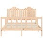 Double bed frame with solid wood headboard by , Beds and slatted bases - Ref: Foro24-3192271, Price: 158,04 €, Discount: %