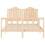 Double bed frame with solid wood headboard by , Beds and slatted bases - Ref: Foro24-3192271, Price: 166,13 €, Discount: %