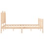 Double bed frame with solid wood headboard by , Beds and slatted bases - Ref: Foro24-3192271, Price: 158,04 €, Discount: %