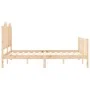 Double bed frame with solid wood headboard by , Beds and slatted bases - Ref: Foro24-3192271, Price: 166,13 €, Discount: %
