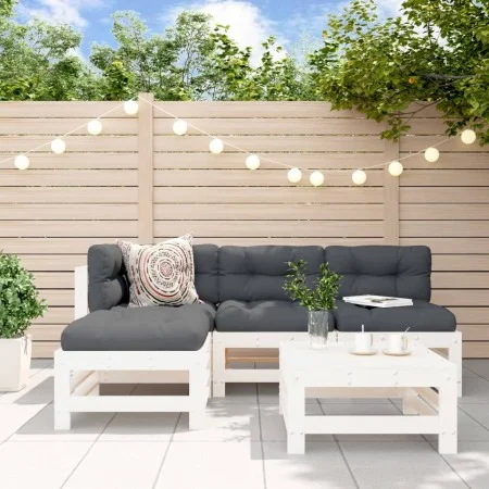 Gartensofa-Set 5-teilig aus massivem weißem Kiefernholz von , Gartensets - Ref: Foro24-3186558, Preis: 308,89 €, Rabatt: %