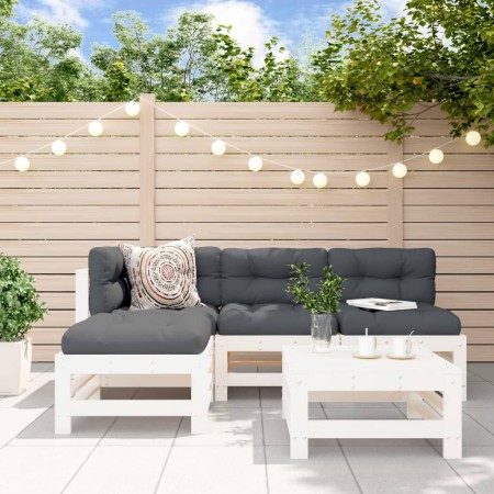 Gartensofa-Set 5-teilig aus massivem weißem Kiefernholz von , Gartensets - Ref: Foro24-3186558, Preis: 312,93 €, Rabatt: %