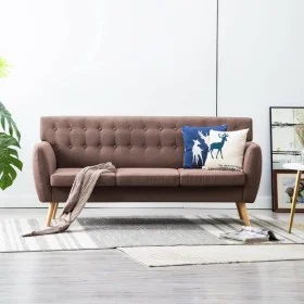 Sofá de 3 plazas tapizado de tela marrón 172x70x82 cm by , Sofas - Ref: Foro24-247126, Price: 364,33 €, Discount: %