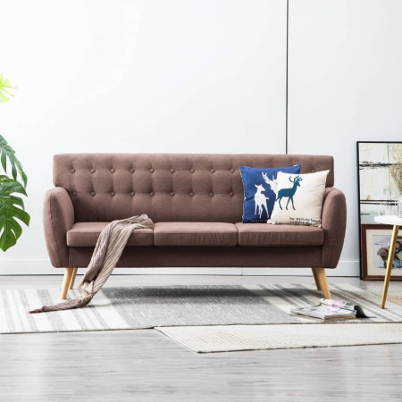 Sofá de 3 plazas tapizado de tela marrón 172x70x82 cm by , Sofas - Ref: Foro24-247126, Price: 395,77 €, Discount: %