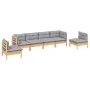 Garden furniture set 6 pieces and cushions solid pine wood by , Garden sets - Ref: Foro24-3096195, Price: 449,31 €, Discount: %