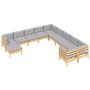 Garden furniture 11 pieces and gray pine wood cushions by , Garden sets - Ref: Foro24-3097054, Price: 837,33 €, Discount: %