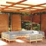 Garden furniture 12 pieces and cushions solid gray pine wood by , Garden sets - Ref: Foro24-3097222, Price: 875,50 €, Discoun...
