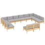 Garden furniture 12 pieces and cushions solid gray pine wood by , Garden sets - Ref: Foro24-3097222, Price: 875,50 €, Discoun...
