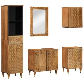 Conjunto de muebles de baño 5 piezas madera maciza de mango en Muebles de baño | Comprar online en Foro24