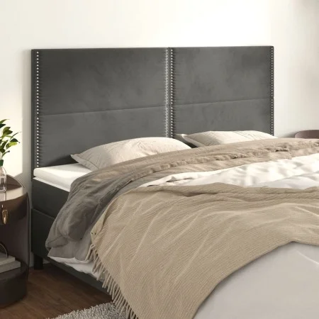 Cabeceros 4 unidades de terciopelo gris oscuro 80x5x78/88 cm de , Cabeceros y pies de cama - Ref: Foro24-3116247, Precio: 100...