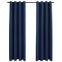 Cortinas opacas con anillas de metal 2 uds azul 140x225 cm