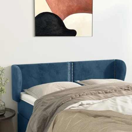 Dark blue velvet headboard 147x23x78/88 cm by , Headboards and footboards - Ref: Foro24-3117056, Price: 71,54 €, Discount: %