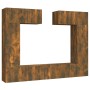 Set de muebles de TV 6 pzas madera contrachapada roble ahumado