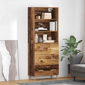 Aparador alto con cajón Madera envejecida 69,5 x 32,5 x 180 cm en Aparadores | Comprar online en Foro24