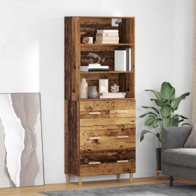 Aparador alto con cajón Madera envejecida 69,5 x 32,5 x 180 cm en Aparadores | Comprar online en Foro24
