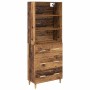 Aparador alto con cajón Madera envejecida 69,5 x 32,5 x 180 cm en Aparadores | Comprar online en Foro24