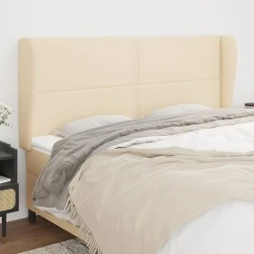 Headboard with cream fabric ears 183x23x118/128 cm by , Headboards and footboards - Ref: Foro24-3117835, Price: 124,81 €, Dis...