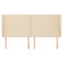 Headboard with cream fabric ears 183x23x118/128 cm by , Headboards and footboards - Ref: Foro24-3117835, Price: 127,27 €, Dis...