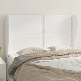 Headboard with white synthetic leather ears 147x23x118/128 cm by , Headboards and footboards - Ref: Foro24-3117907, Price: 12...