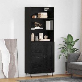 Aparador alto con cajón Roble Negro 69,5 x 34 x 180 cm en Aparadores | Comprar online en Foro24