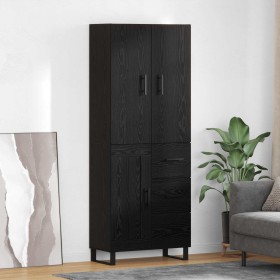Aparador alto 2 pcs Roble Negro Madera de Ingeniería y Vidrio en Aparadores | Comprar online en Foro24
