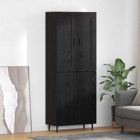 Aparador alto 2 pcs Roble Negro Madera de Ingeniería y Vidrio en Aparadores | Comprar online en Foro24