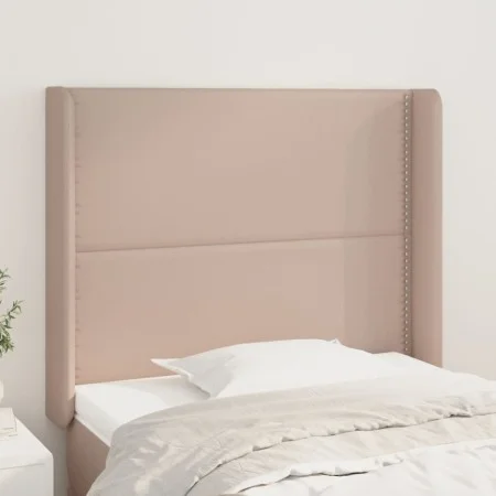 Cabecero con orejas cuero sintético capuchino 93x16x118/128 cm de , Cabeceros y pies de cama - Ref: Foro24-3119523, Precio: 7...