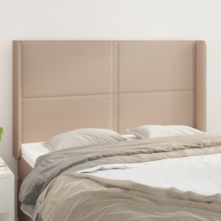 Headboard with ears cappuccino synthetic leather 147x16x118/128 cm by , Headboards and footboards - Ref: Foro24-3119535, Pric...