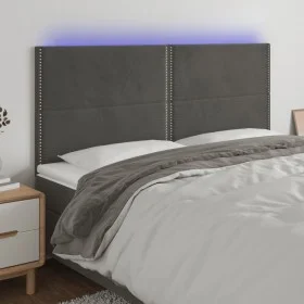 Headboard with LED lights dark gray velvet 160x5x118/128 cm by , Headboards and footboards - Ref: Foro24-3122339, Price: 107,...