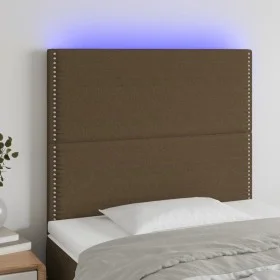 Headboard with LED lights dark brown fabric 80x5x118/128 cm by , Headboards and footboards - Ref: Foro24-3122261, Price: 51,8...