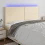 Kopfteil mit LED-Leuchten, cremefarbener Stoff, 200 x 5 x 118/128 cm von , Kopf- und Fußteile - Ref: Foro24-3122311, Preis: 1...