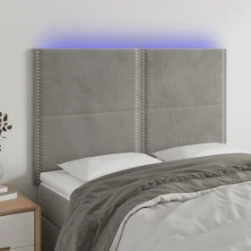 Headboard with LED lights light gray velvet 144x5x118/128 cm by , Headboards and footboards - Ref: Foro24-3122332, Price: 90,...