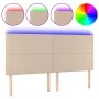 Headboard LED lights cappuccino synthetic leather 180x5x118/128 cm by , Headboards and footboards - Ref: Foro24-3122391, Pric...