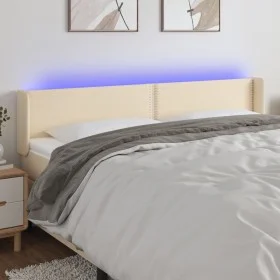 Cream fabric headboard with LED 203x16x78/88 cm by , Headboards and footboards - Ref: Foro24-3123123, Price: 64,19 €, Discoun...