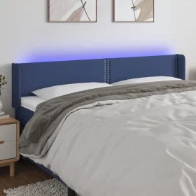Blue fabric headboard with LED 183x16x78/88 cm by , Headboards and footboards - Ref: Foro24-3123116, Price: 63,10 €, Discount: %
