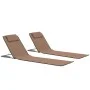 Folding beach mats 2 units steel and brown fabric by vidaXL, Loungers - Ref: Foro24-44331, Price: 48,58 €, Discount: %